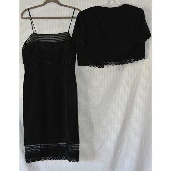 WILLIAM TRAVILLA Haute Couture Black Cocktail Dress With Jacket Size 12 - Picture 3 of 12